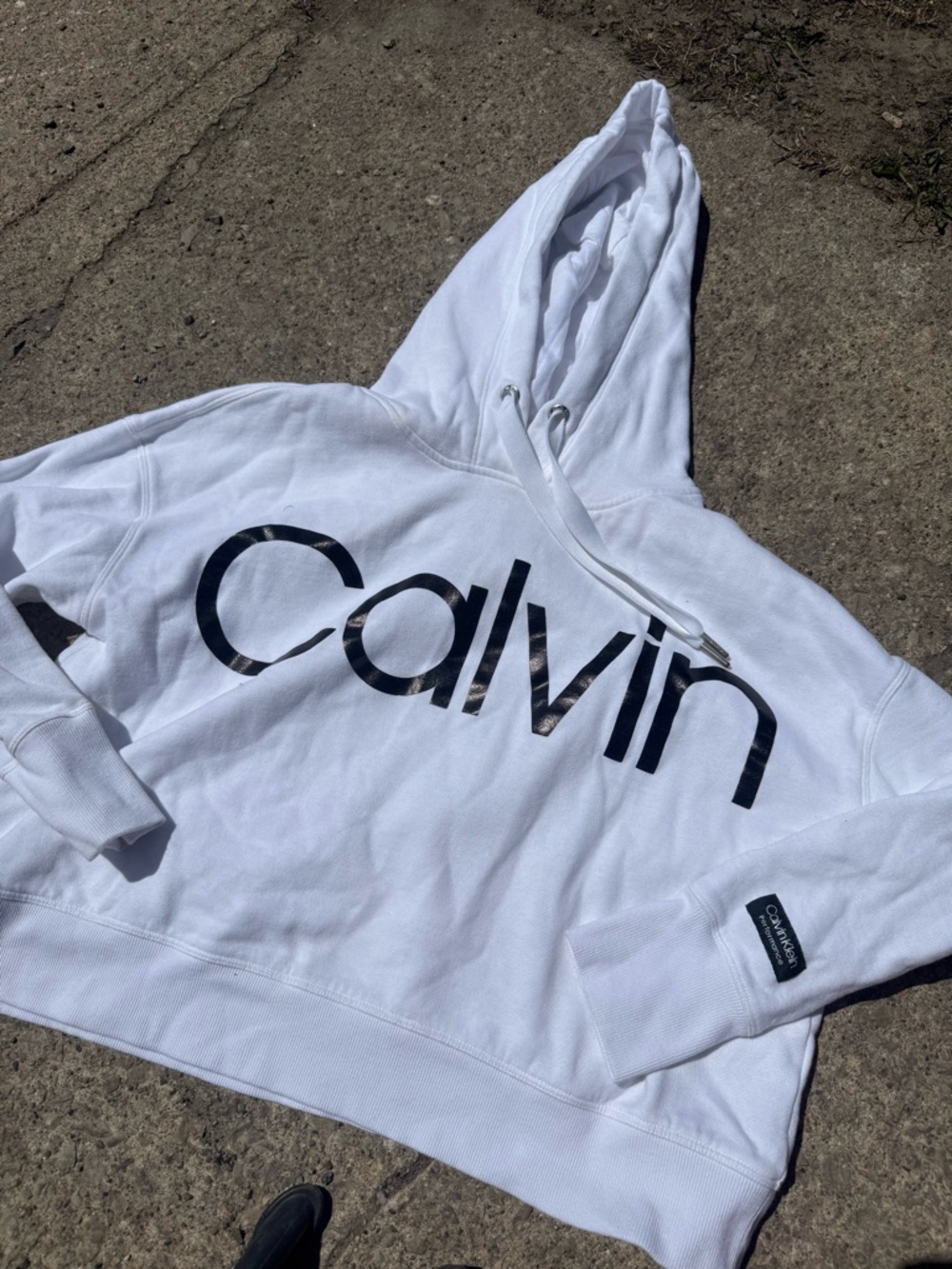 Calvin Klein White Hoodie with Black Calvin Logo